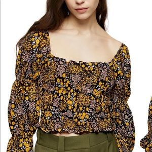 Nordstrom Topshop Floral Print Peasant Top. Size 2